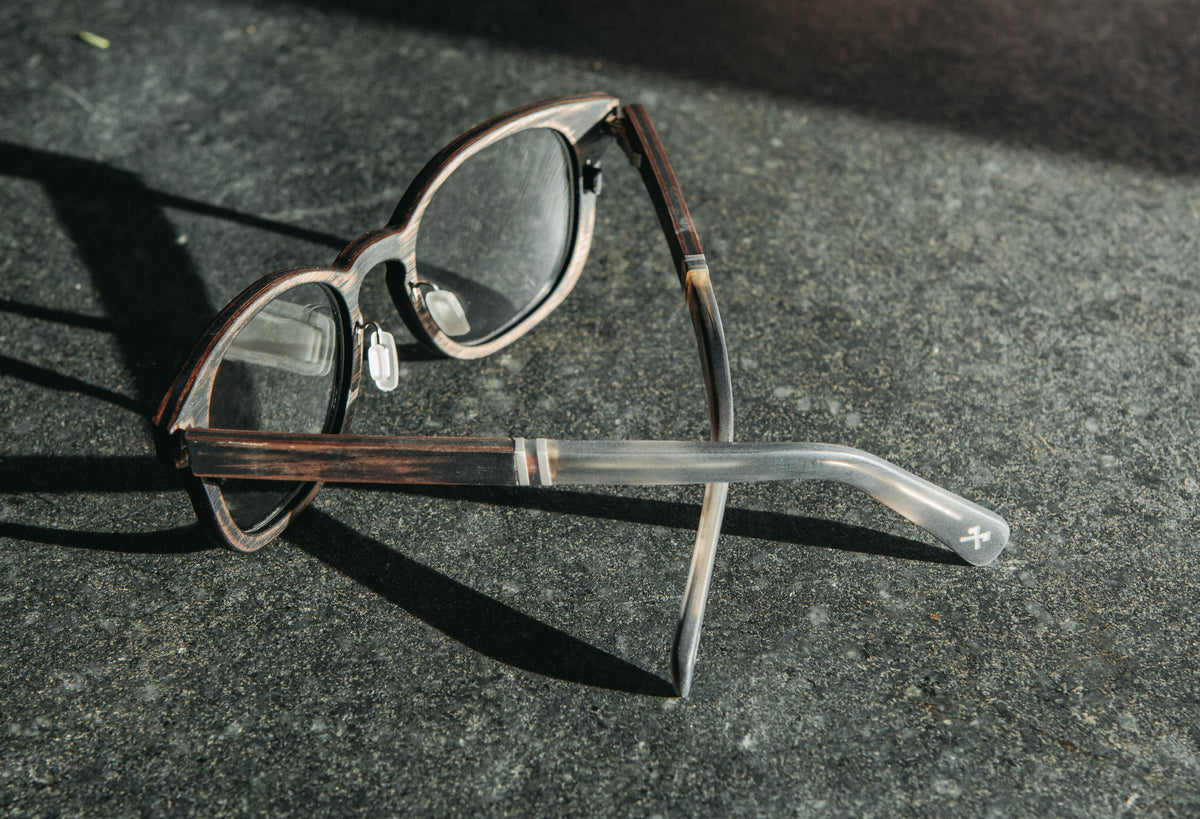 Shwood Quimby 50mm Distressed Dark Walnut & Matte Grey